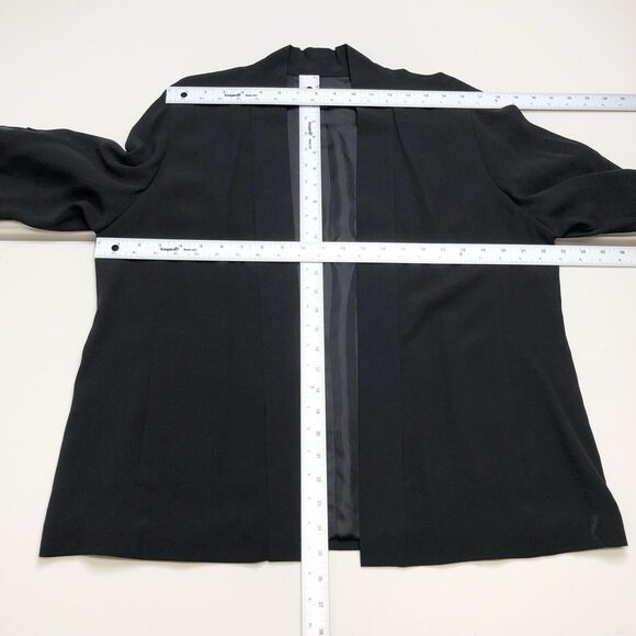 Eileen Fisher Women’s Silk Open Front Blazer Jacket Size Large Black 3/4 Sleeves - Picture 3 of 7